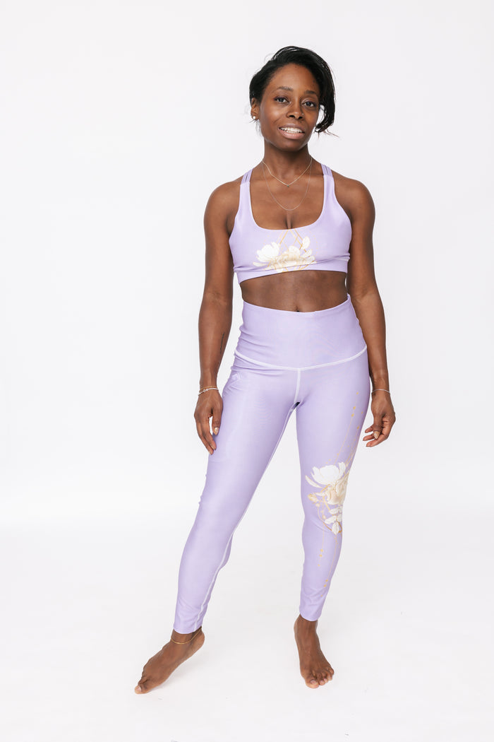 Geo Rose Purple Rose Pocket Luxe  Legging