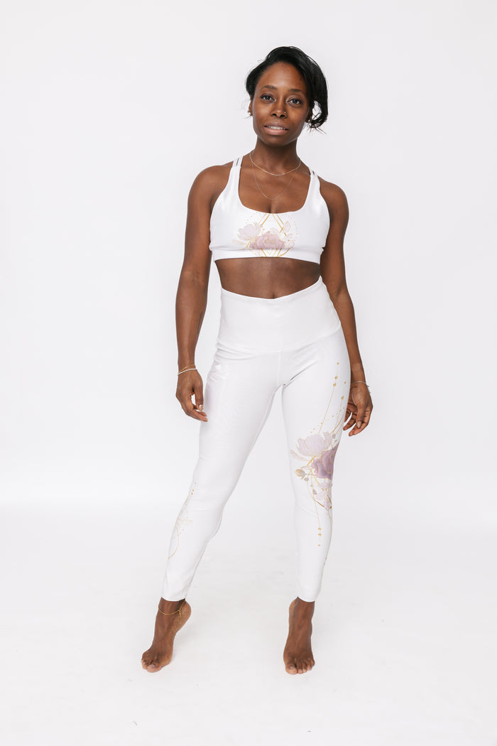 Geo Rose Snow White Pocket Luxe Legging
