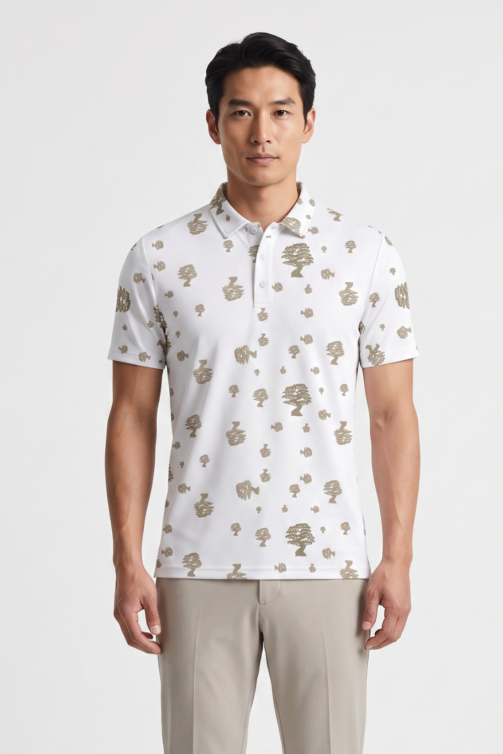 Men's Polo Shirt - Bonsai Ditsy White