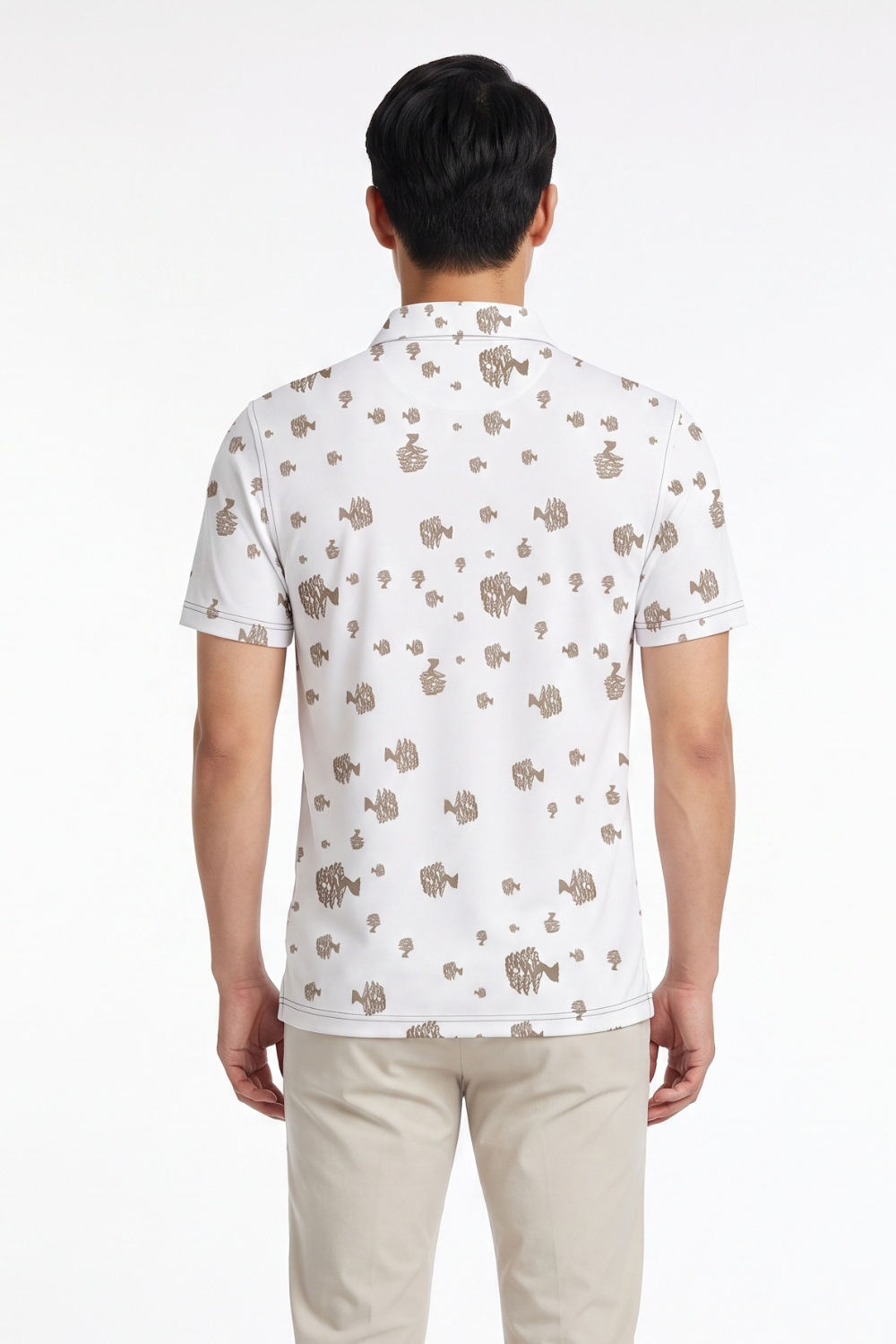 Men's Polo Shirt - Bonsai Ditsy White