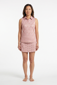 Ladies Polo Tank - Bonsai Ditsy Desert Rose