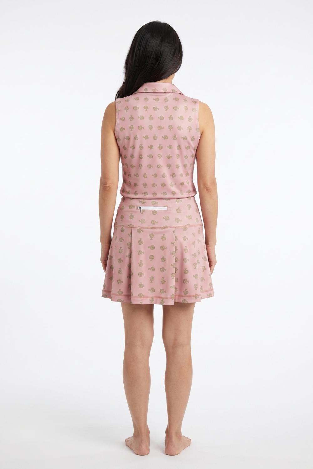 Ladies Polo Tank - Bonsai Ditsy Desert Rose