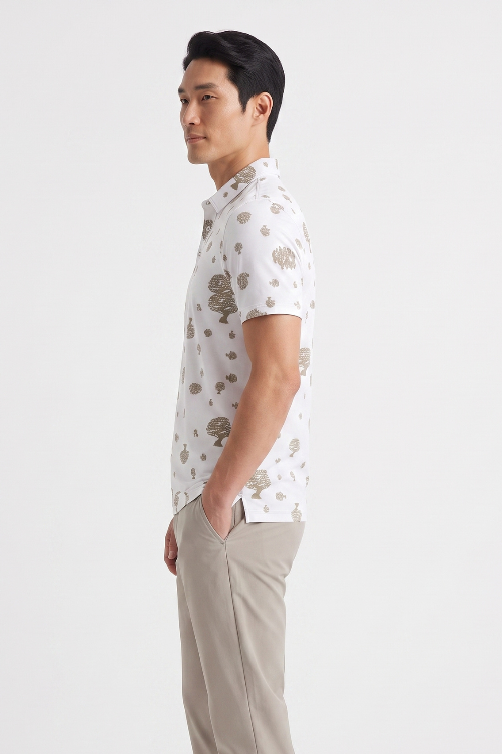 Men's Polo Shirt - Bonsai Ditsy White