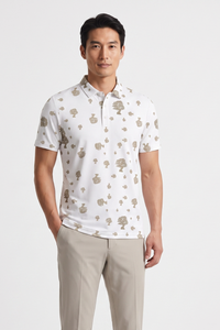 Men's Polo Shirt - Bonsai Ditsy White
