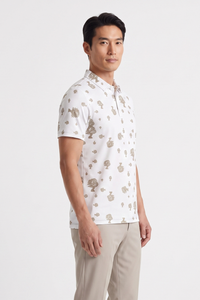 Men's Polo Shirt - Bonsai Ditsy White
