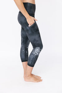 Celestial Ram Black Tie-dye Pocket Capri