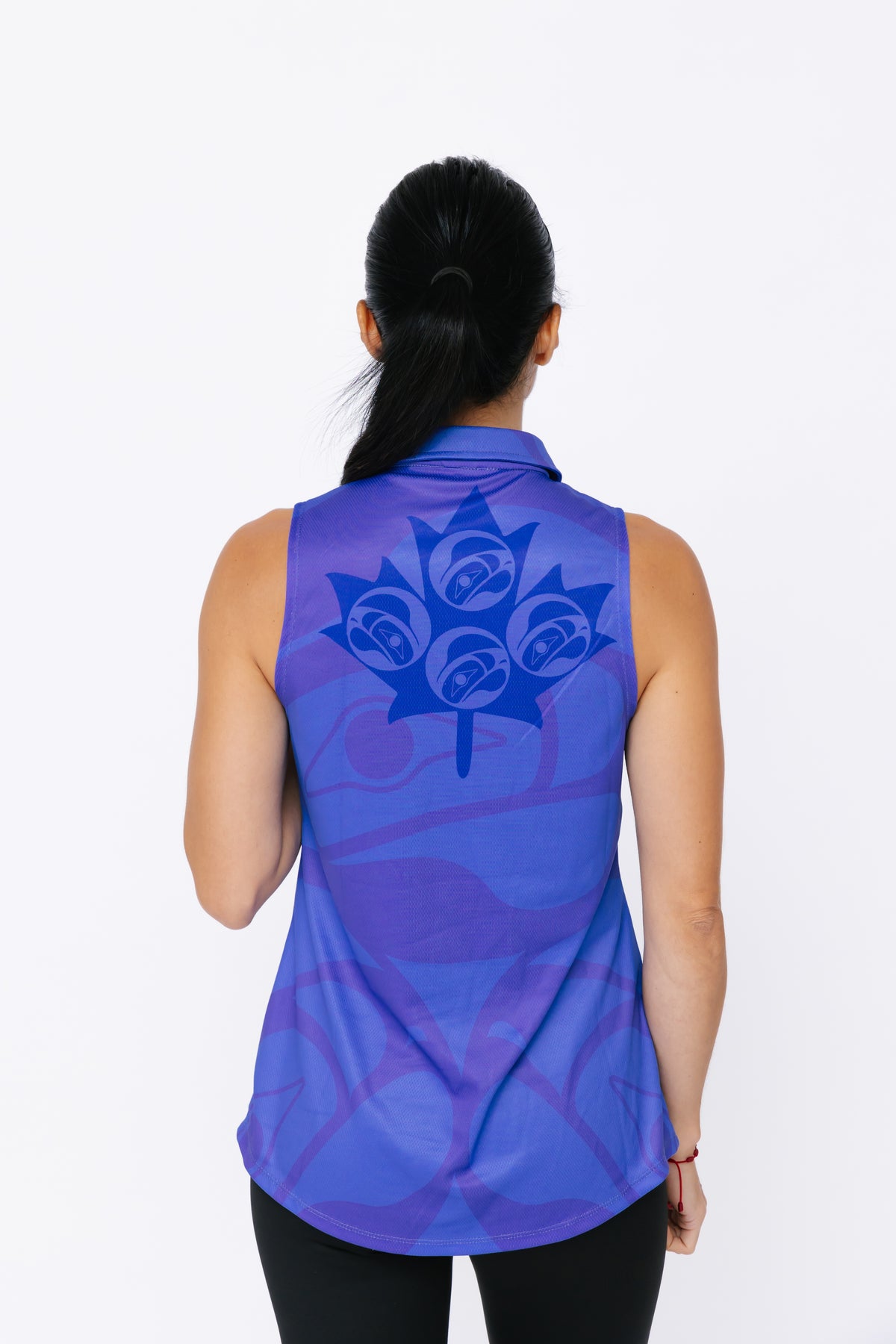 Ladies Polo Tank - Eagle Maple Leaf Hyacinth Blue