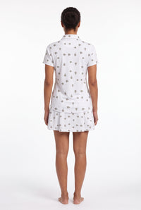 Ladies Polo Shirt - Bonsai Ditsy White