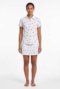 Ladies Polo Shirt - Bonsai Ditsy White