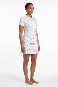 Ladies Polo Shirt - Bonsai Ditsy White