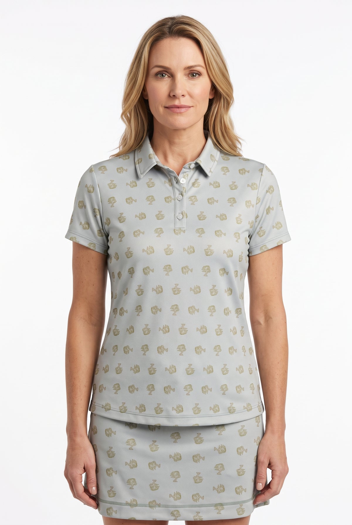 Ladies Polo Tank - Bonsai Ditsy Grove