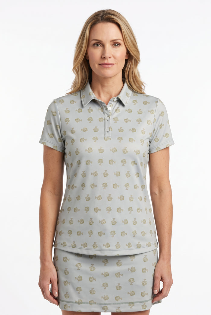 Ladies Polo Tank - Bonsai Ditsy Grove