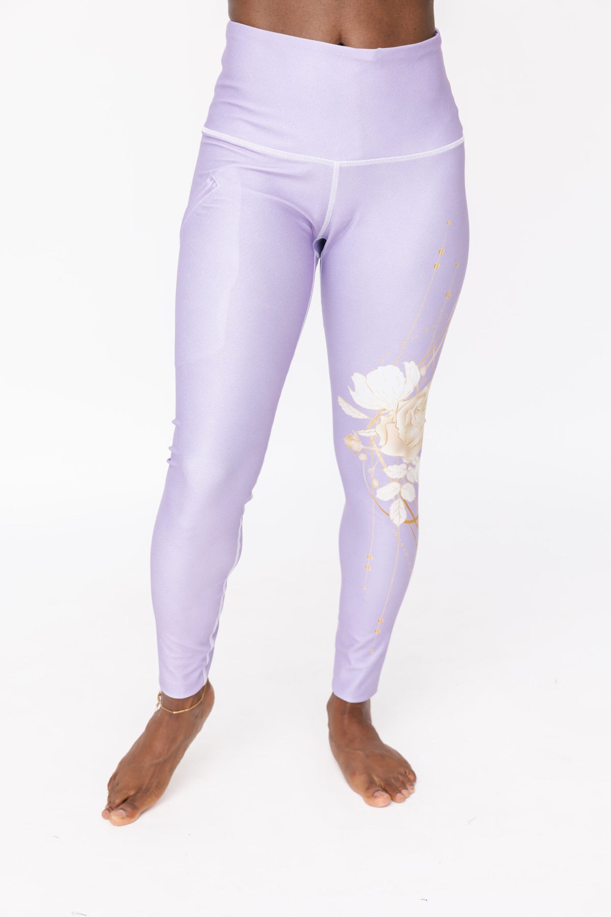 Geo Rose Purple Rose Pocket  Legging