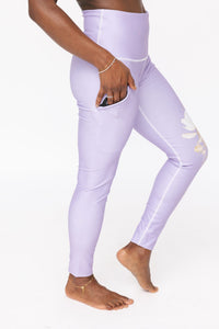 Geo Rose Purple Rose Pocket  Legging