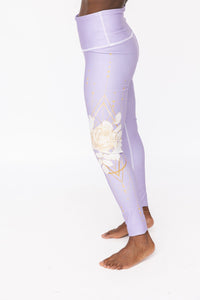 Geo Rose Purple Rose Pocket  Legging