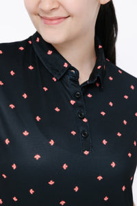 Ladies Polo Shirt - Eagle Maple Leaf Ditsy