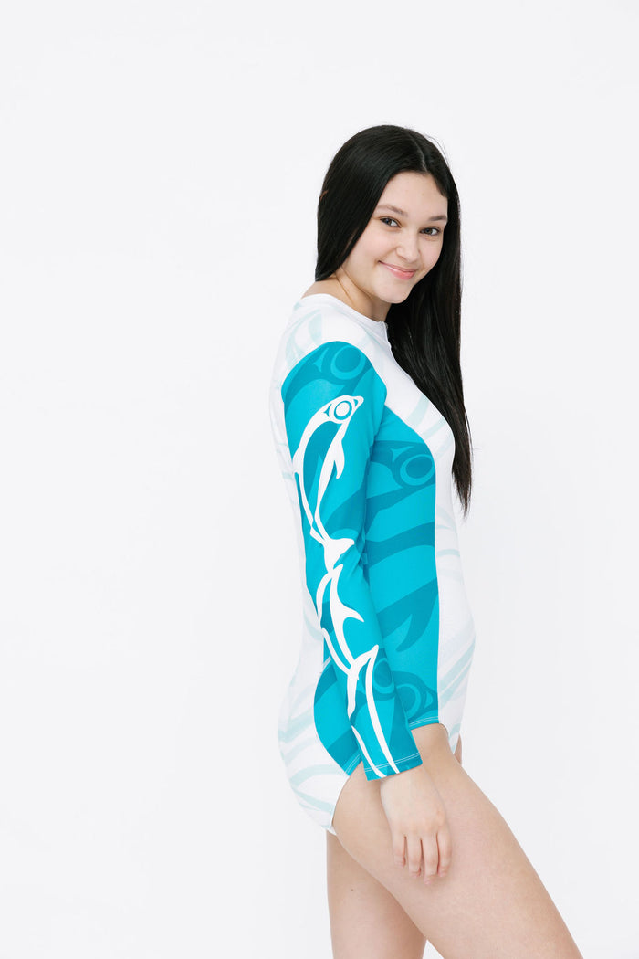 Long Sleeve Bodysuit − Dolphin Teal