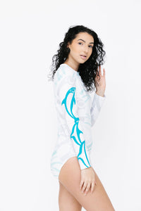 Long Sleeve Bodysuit − Dolphin White