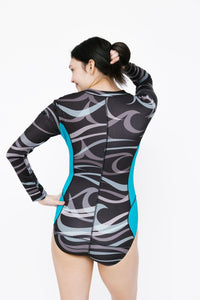 Long Sleeve Bodysuit − Squid Blue