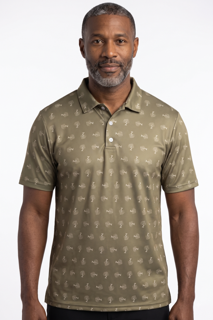 Men's Polo Shirt – Bonsai Ditsy Olive Green