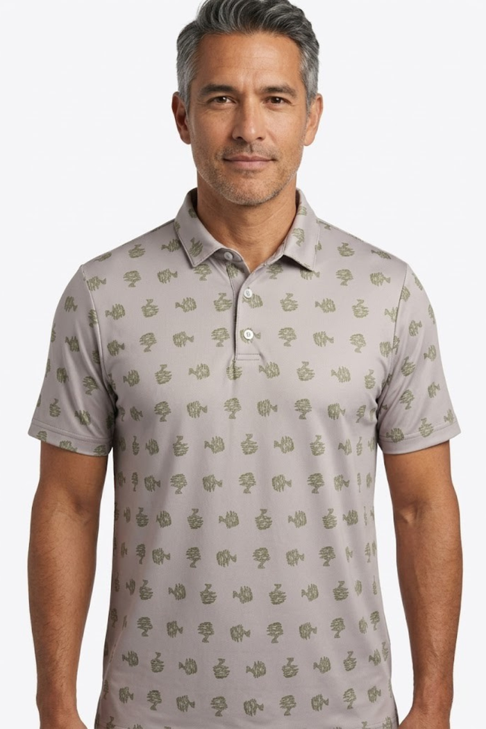 Men's Polo Shirt – Bonsai Ditsy Stone