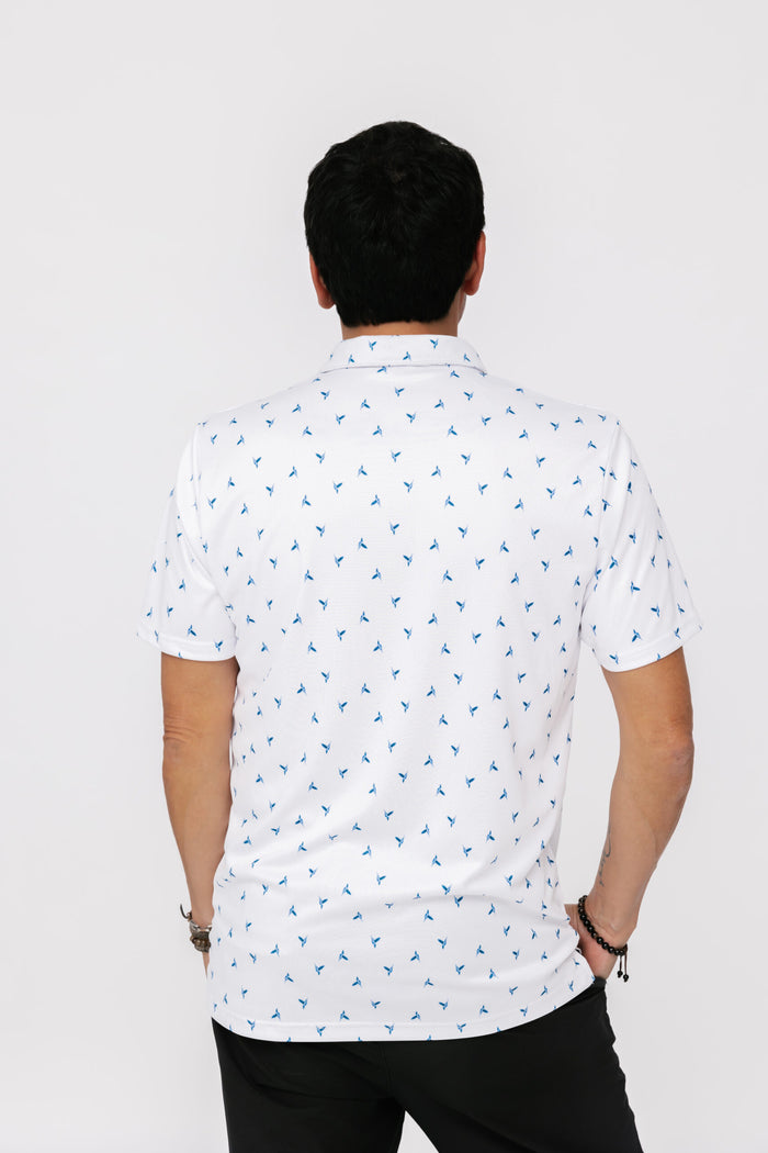 Men's Polo Shirt - Hummingbird Ditsy White/Onyx