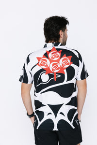 Men's Polo Shirt - Eagle Maple Leaf Black and White