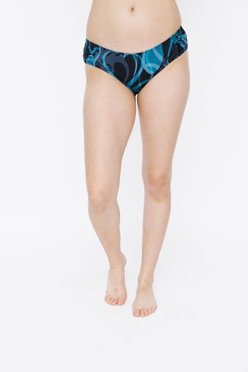 Rouched Bathing Suit Bottom − Squid Blue