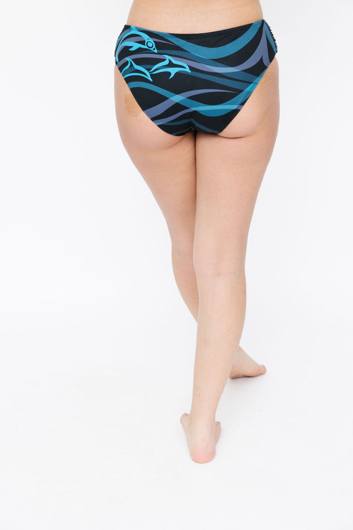 Rouched Bathing Suit Bottom − Dolphin Blue