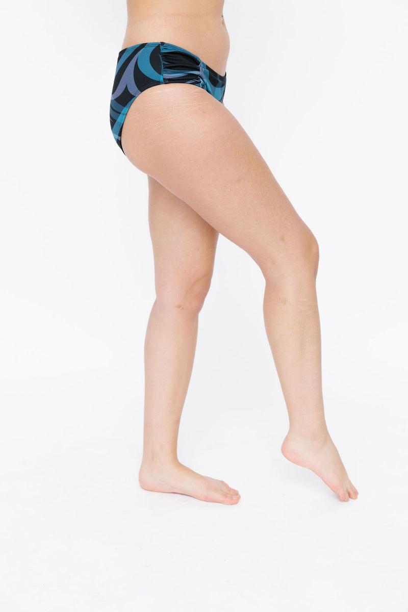 Rouched Bathing Suit Bottom − Dolphin Blue