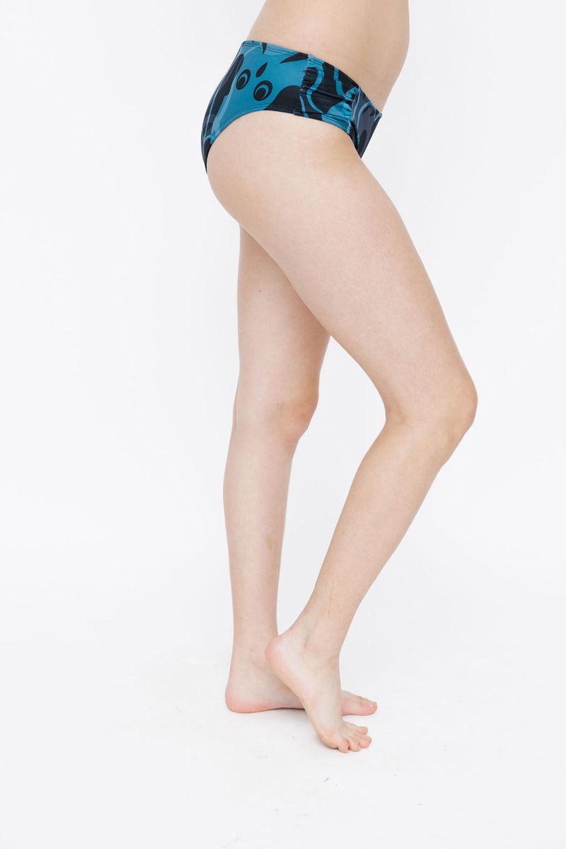Rouched Bathing Suit Bottom − Squid Blue