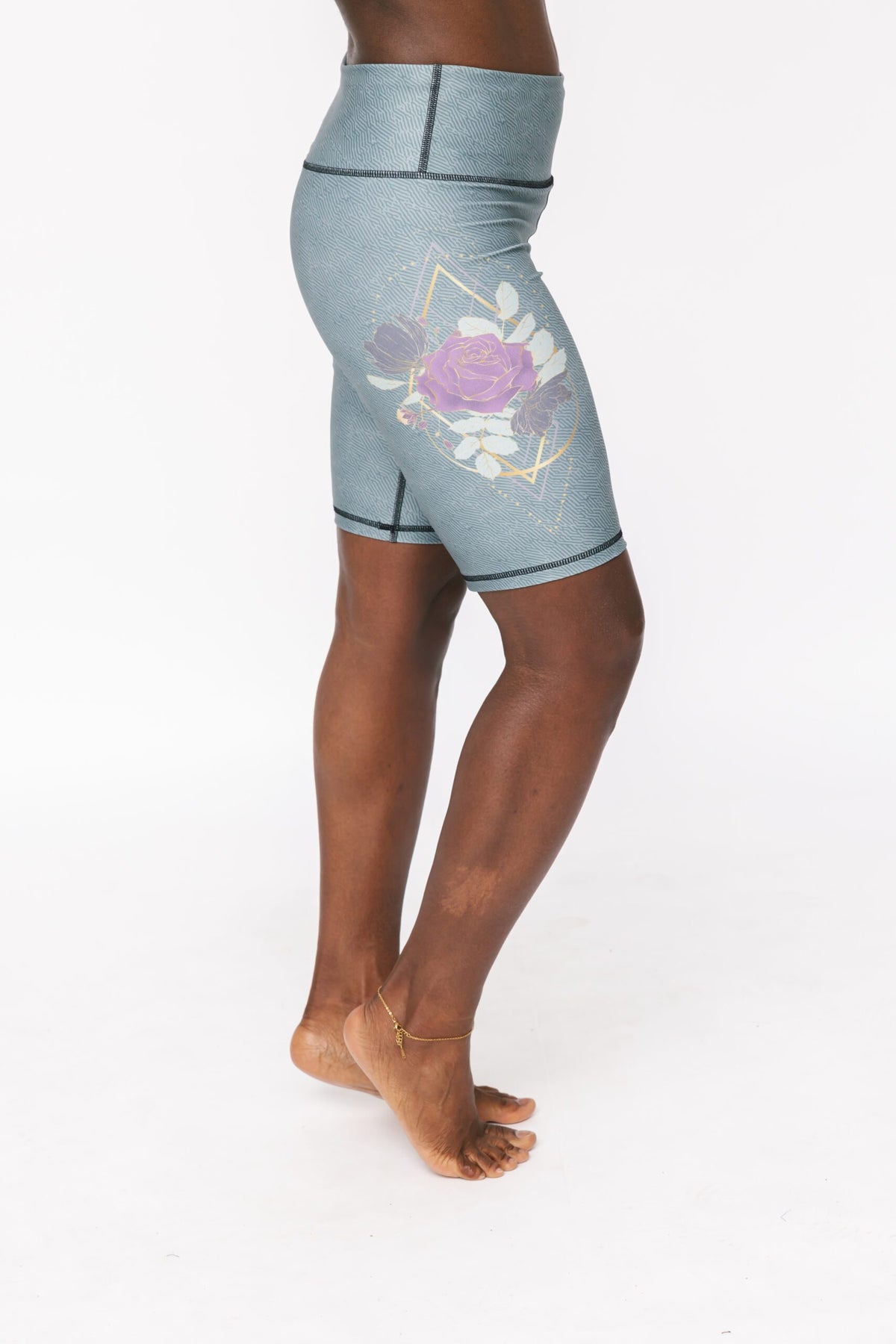 Sally Shorts - Geo Rose Dark Forest