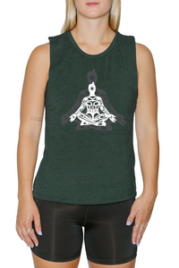 Muscle Tank Crop Top - RHV Crossed Legs Open Arms (Pine)