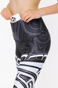Wolf and Moon Black Legging