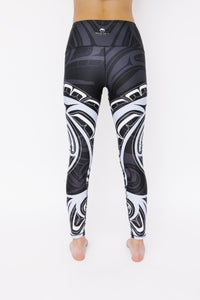 Wolf and Moon Black Legging