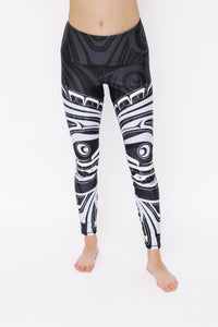 Wolf and Moon Black Legging