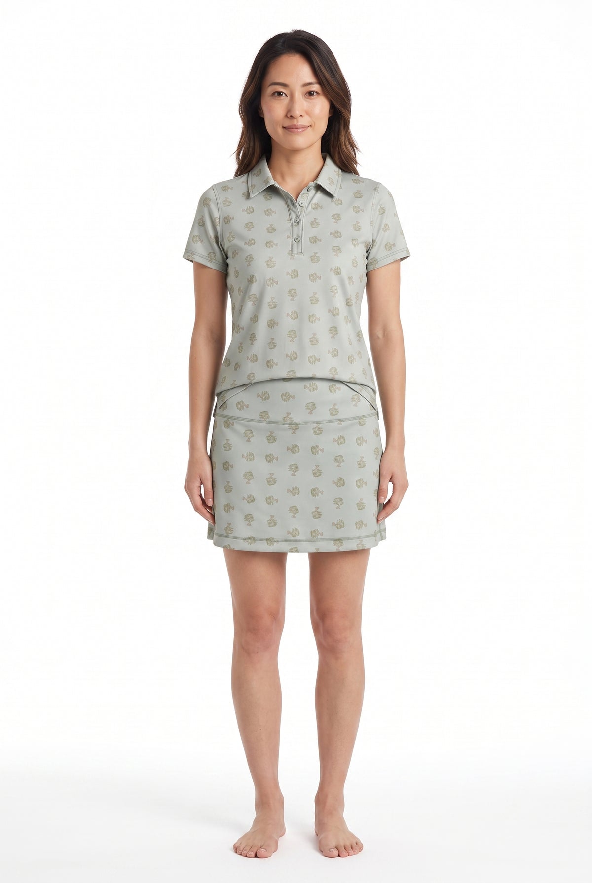 Ladies Polo Shirt - Bonsai Ditsy Grove