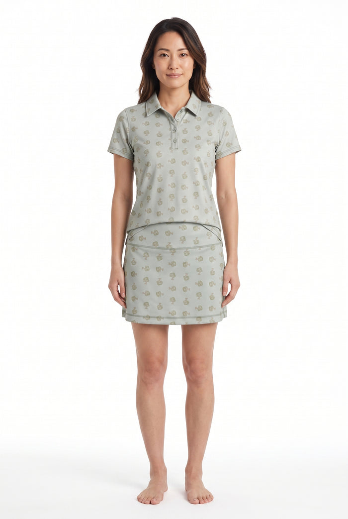 Ladies Polo Shirt - Bonsai Ditsy Grove
