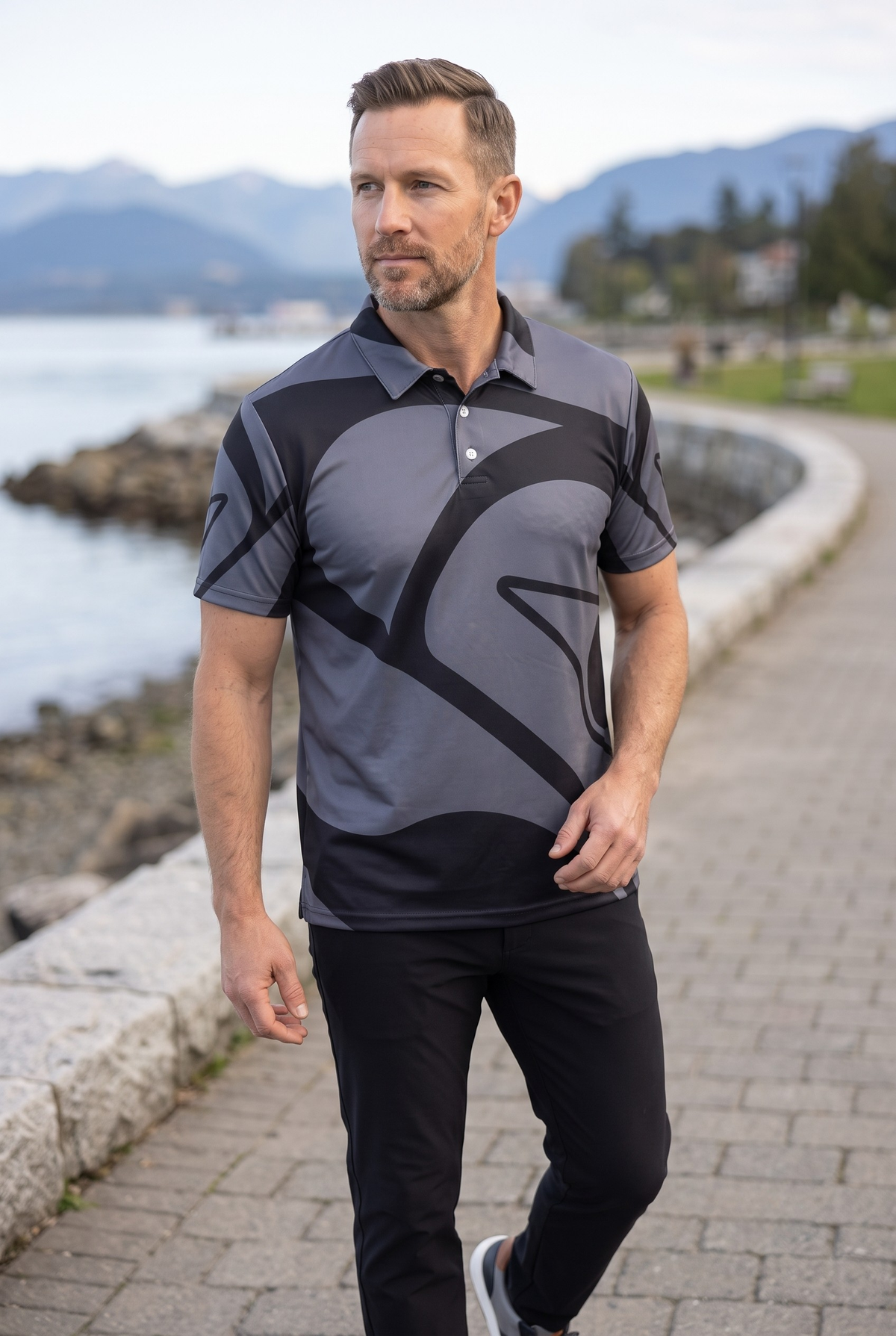 Men's Polo Shirt - Eagle Moon Platinum