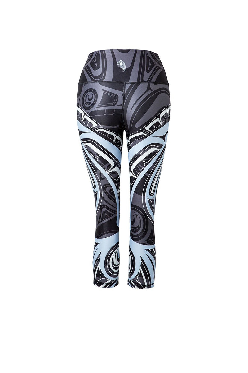 Wolf and Moon Black Capri