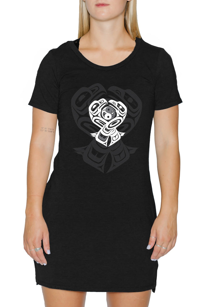 T-Shirt Dress - Eagle & Raven Yin Yang