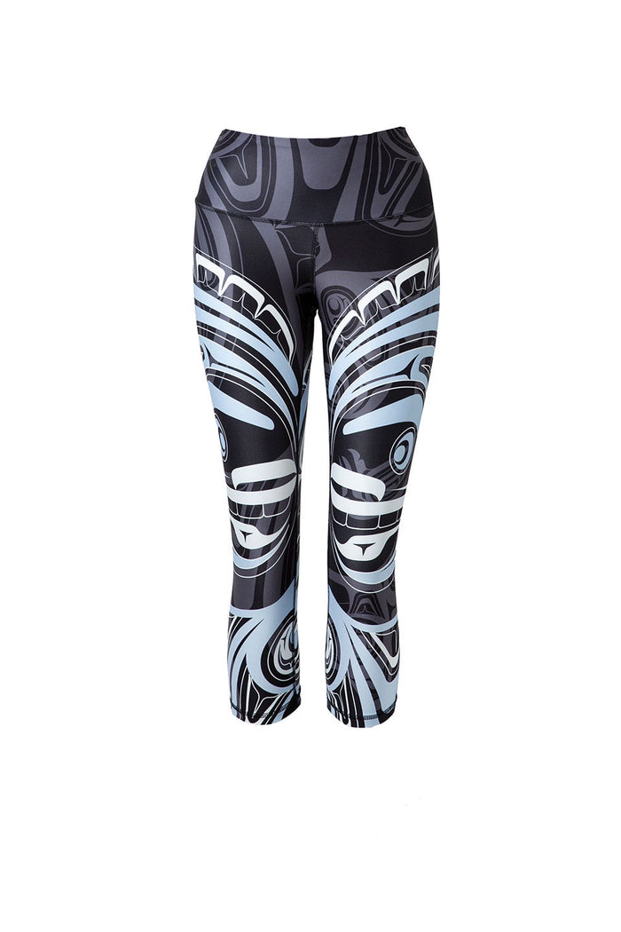 Wolf and Moon Black Capri