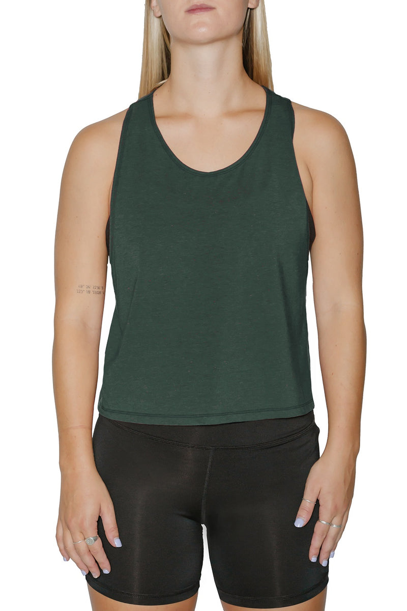 Pine Muscle Tank Crop Top