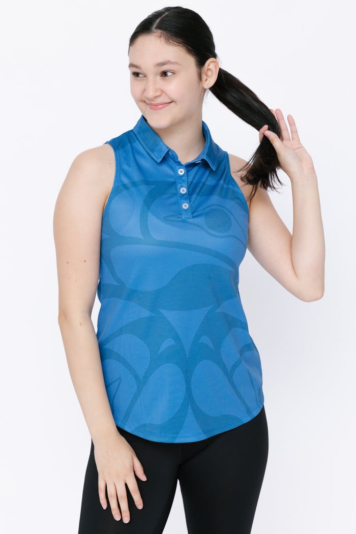 Ladies Polo Tank - Eagle Maple Leaf Pacific Navy