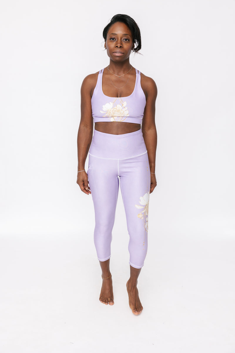 Geo Rose Purple Rose Pocket Capri