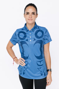 Ladies Polo Shirt - Hummingbird Pacific Navy