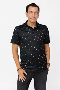 Men's Polo Shirt - Eagle Maple Leaf Ditsy