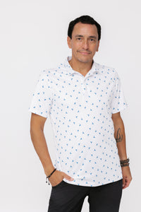 Men's Polo Shirt - Hummingbird Ditsy White/Onyx